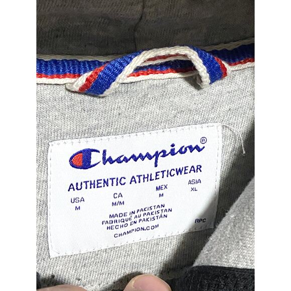 Champion Authentic Athleticwear Black Hoodie Sweatshirt Logo Sleeves Mens M - Picture 7 of 8